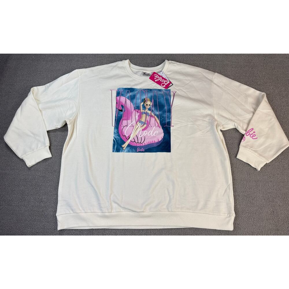 NWT Barbie Sweatshirt Crewneck Vacay‎ Mode Graphic White Size 3X